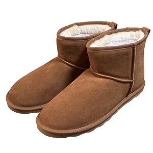 Clarks NIB Men 12 Suede Ankle Boot Tan Leather Indoor Outdoor Slipper Cozy Cloud